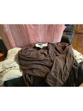 3 Size 2XL Port Authority Button Down Shirts - Khaki & Brown Workwear